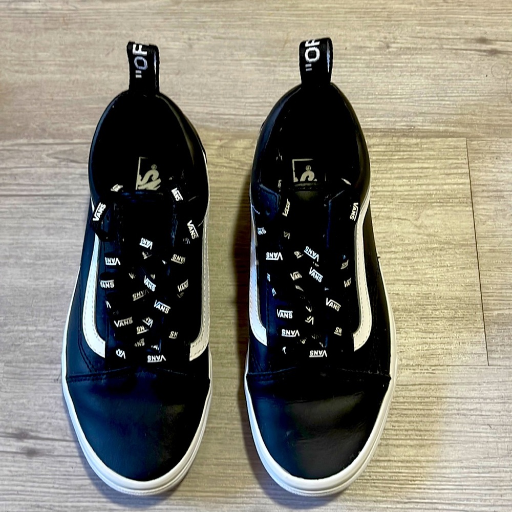 Black and white limited edition leather vans